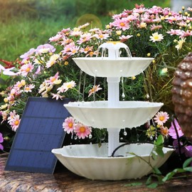AISITIN DIY Decorative Fountain, Bird Bath Sets with 3.5 W Solar Fountain, 3 Level Bird Feeder for Outdoors, Bird Bath and DIY Solar Fountain, Removable and Suitable for Bird Bath, Garden Decoration