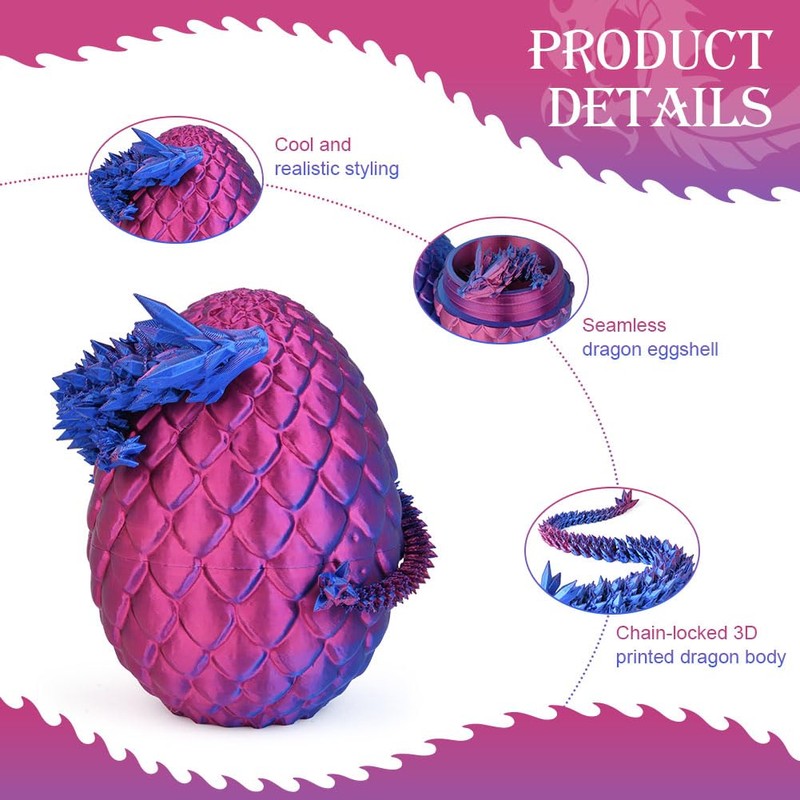 OSDUE 3D Printed Dragon in Egg, 3D Printed Dragon Egg,