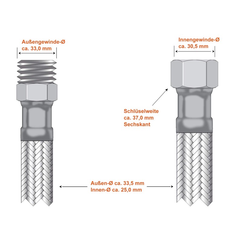 SFX® Reinforced Hose 30 cm DN25-1 Inch Nut x 1