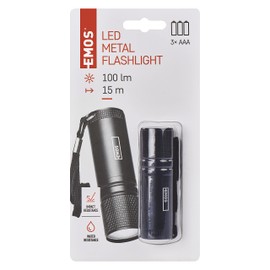 Emos e3221 LED Plastic Torch 3 W COB LED 3 x AAA Black, Aluminium, Black, 2/6 X 8/6 cm