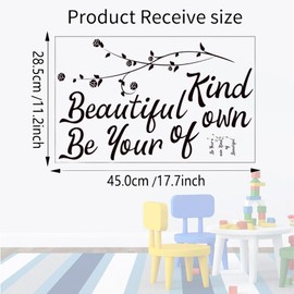 Inspirational Vinyl Wall Be You Own Kind of Beautiful Wall Decal Sticker Quotes, Removable DIY Saying Wallpaper Peel and Stick Home Decor for Kids Bedroom Living Room Dressing Room Gift