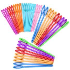40 PCS Plastic Needles, Large Eye Plastic Needles 20 PCS (2.7Inch/7cm) and 20 PCS (3.5Inch/9cm) Safety Learning Needles for DIY Sewing Handmade Crafts