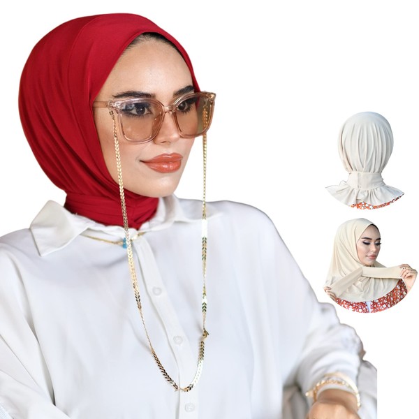para life Snap Hijab-Turbans For Women-Hijab For Women|Hair Wraps-Head Wraps For Women|Hijab Undercap-Caps-Instant Hijab (Red)