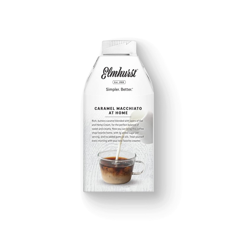 Elmhurst 1925 Caramel Macchiato Oat Creamer, Plant-Based, Vegan, 16 Ounce