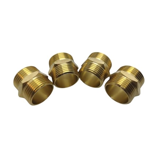 4-piece set brass double nipples, 1/2 inch male thread, robust