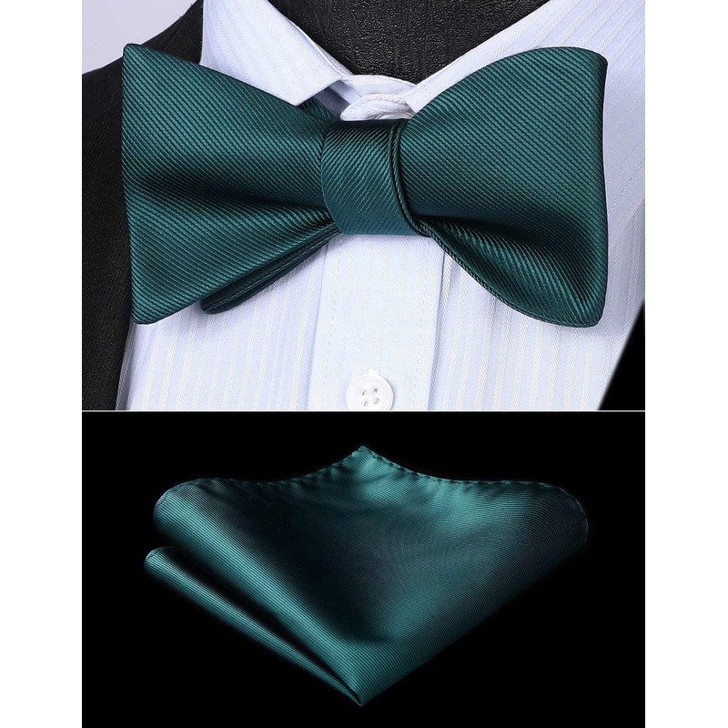 HISDERN Bow tie for men, bow tie with pocket square,