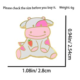 Leraverppy Cute Pink Strawberry Cow Enamel Pin Kawaii Cartoon Brooch Funny Animal Badge Daily Gift For Man Women Decor DIY Accessories Denim Jacket Backpack Hat Shirt Sleeves Decoration Jewelry,