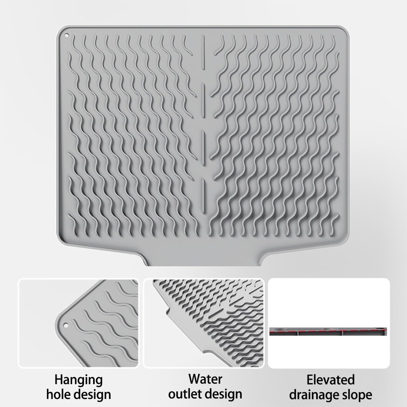 Silicone Sink Mat for Kitchen Countertops Kitchen Utensil Heat-Resistant Mat