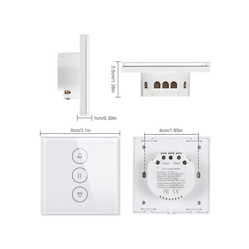 HeuxGir Smart Roller Shutter Switch, 80 mm, Pack of 4,
