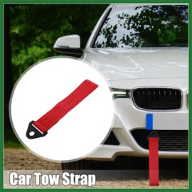 Motoforti 2 Set Front Bumper Car Tow Strap Trim Trailer Belt with Rope Red Long-lasting