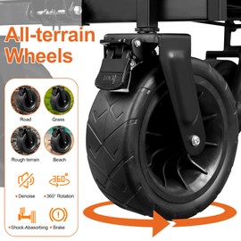 DAMGOLOZA Collapsible Folding Wagon Cart,Outdoor Beach Wagon, Heavy Duty Garden Cart with All Terrain Wheels