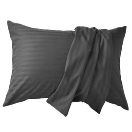 Sleep Tailor Pillowcase Made in Japan 100% Cotton Satin Stripe Dust Mite Resistant Extra Long Cotton 315 Thread Count High Density Fabric Nordic Hotel Specs Pillowcase Silky Luster Etoile (For 17x24