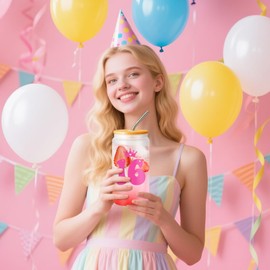 16 Year Old Girl Gifts – 16th Birthday Gift Set for Teen Girl, Cute Present Ideas for 16 Year Old Daughter Granddaughter Niece, Trendy 16th Birthday Decorations, Jewelry, Cup & Accessories