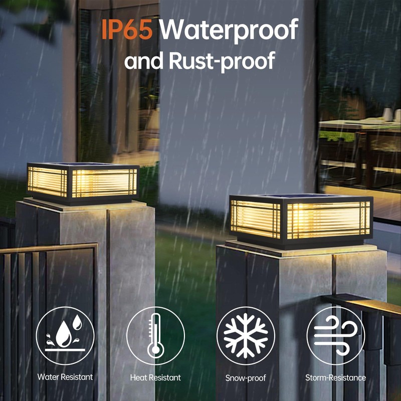 SLAWA Solar Post Light Fixture Exterior Pillar Light with LED