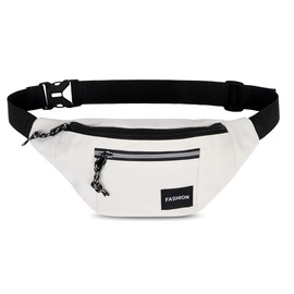 Hiking and Running Waist Packs, Waterproof Waist Bag, Portable Shoulder Bag, Adjustable Crossbody Bag with Multiple Compartments, Waist Pack for Camping,Travel Outdoor (White)