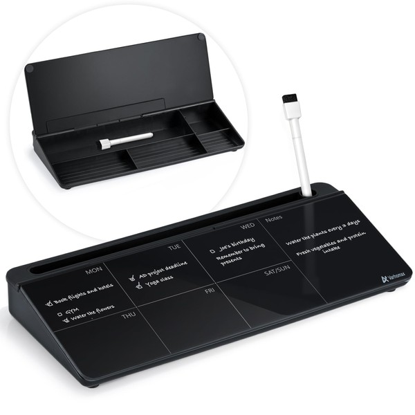Varhomax Glass Weekly Dry Erase Desk White Board, Desktop to
