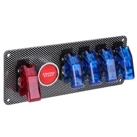 Panel de interruptor de encendido de coche de carreras de 12 V - Botón pulsador de arranque de motor de coche 6 en 1 palanca LED con luz indicadora para remolque de camión marino de barco de coche de