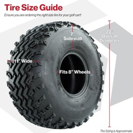 GTW Rogue 22 Inch All Terrain Golf Cart Tire | 22x11-8 | 4-Ply | Lift Kit Required | Directional Tread | Universal Fitment for 8 Inch Wheels