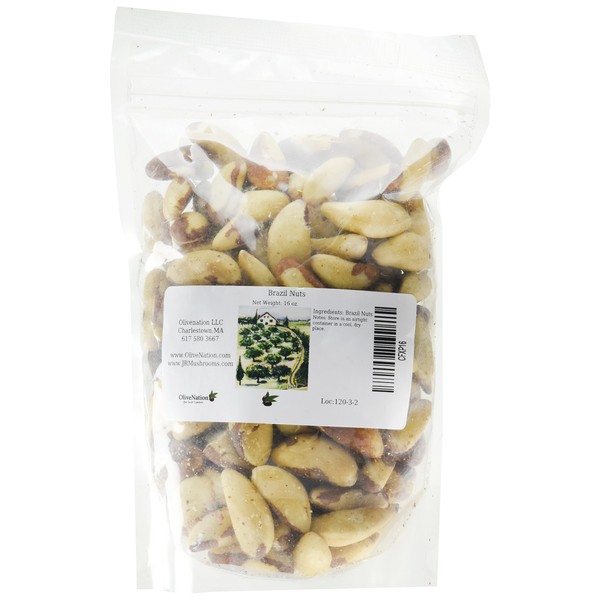 OliveNation Brazil Nuts, Dried Shelled Whole Nuts for Baking, Edible Decoration, Trail Mix, Healthy Snacking, Non-GMO, Gluten Free, Kosher, Vegan - 16 ounces