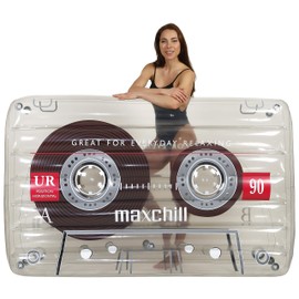 The Classic Cassette Pool Float by LOTELI - Clear Cassette - Thicker and Stronger - Best Oversized Clear Inflatable for Retro Pool Parties, Summer Fun & Relaxation - Durable & Easy to Inflate