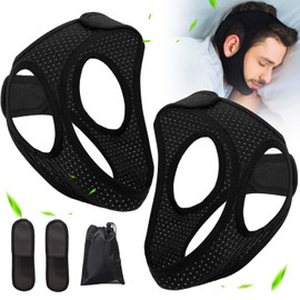 Chin Strap for Users Anti Snoring Devices 2 Pack - Breathable Chin Strap Snoring Solution, Effectively Reduce Snoring, Non-Stick Hair, Anti Snoring Devices Breathable and Reusable,Don't Fade