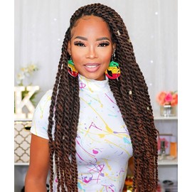 Toyotress Marley Twist Braiding Hair - 18 Inch Ombre Brown Blonde Long Marley Hair For Faux Locs, Afro Kinky Curly Marley Twist Crochet Hair Extensions Synthetic Crochet Braids (18 Inch, OT30/27-6P)