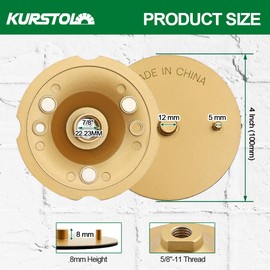 KURSTOL Aluminum Backer Pad Set - 100mm Diamond Sanding/Polishing Pads Backer Pad Hook and Loop Backing Pad with 5/8"-11 Thread for Angle Grinder Polisher
