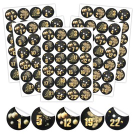 Advent Calendar Sticker Set, 5 x 24 Advent Calendar Stickers, Christmas Numbers, Stickers for Advent Calendar, Stickers Advent Calendar for Advent Calendar Crafts and Filling (5)