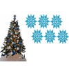 12pk Glitter Snowflake Hanging Decorations, Christmas Tree Snowflake Baubles/Ornaments (Turquoise)