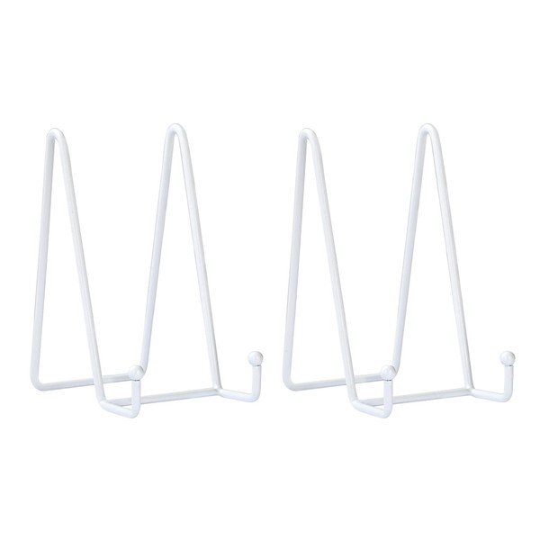 HCHLQLZ Pack of 2 White Metal Plate Stands Plate Holder