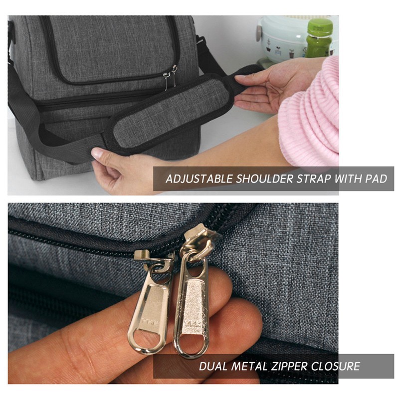 Dual Compartment Insulated Cooler Bag Waterproof Leakproof Lunch Bag Box