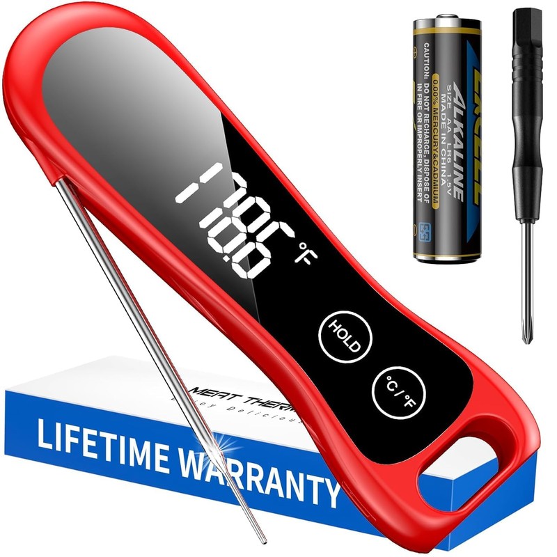 Meat Thermometer Digital with Backlight Large Display, IP67 Waterproof Instant