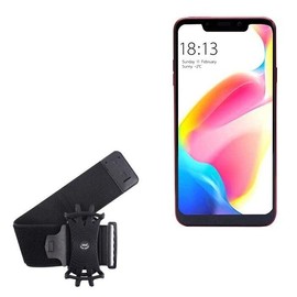 BoxWave Holster Compatible with Micromax Infinity N12 - ActiveStretch Sport Armband, Adjustable Armband for Workout and Running - Jet Black