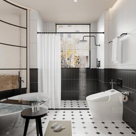 Naiture 60" Heavy-Duty Straight Shower Curtain Rod, Rustproof Stainless Steel Shower Rod with Mounting Flanges, Permanent Wall Mount, Used for Bathroom, Windows, Closet, Brushed Nickel Finish