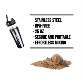 bvkhary BKRY Protein Shaker Bottle - 739ml - BPA-Free, Leak-Proof - Ideal for Mixing Protein Powders and Supplements - Gym - Metal - Stainless Steel (Silver)