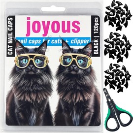 joyous 120pcs Black Cat Nail Caps with Nail Clipper Set, Cat Claw Caps with Nail Clipper Set, Pet Nail Clipper Covers for Cats with Adhesive and Applicators (S)