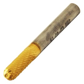 SK11 STCB-17 Shaft Diameter 0.1 inch (3 mm) Titanium Coated Carbide Rotary Bar for Ironworking, Round Tip Cylindrical 0.24 x 0.6 inches (6.0 x 16 mm)