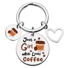 Gifts for Coffee Lovers Women Just A Girl Who Loves Coffee Gifts for Women Keychains Girls Drinker Gift for Sister Best Friends Bestie Cute Christmas Birthday Gift for Her