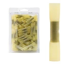 Rebuild Skills (Yellow Heat Shrink 12-10GA 100PK) Crimp Style Butt Connectors. Crimp Wire Gauges AWG 12-10, Insulated Splice Terminals, PVC Insulated Butt Splice
