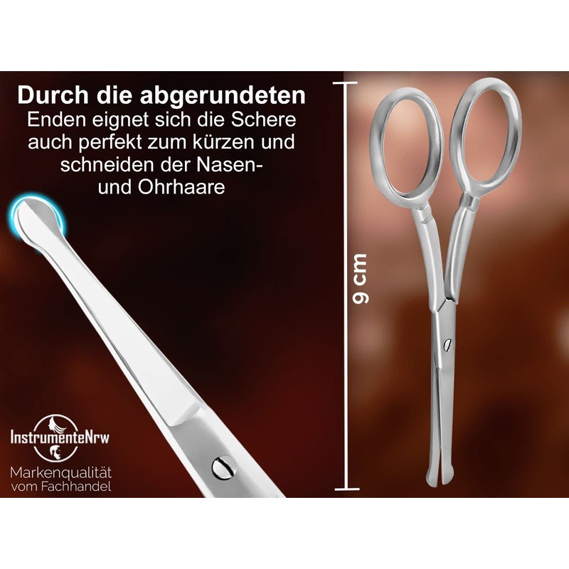 Curved Hair Mustache Scissors Beard Scissors – 9 Cm – Stainless Steel – Straight Cut Top