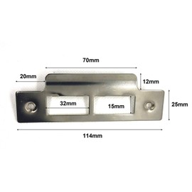 Polished Strike Plate Double Chrome for Mortice Lock or Tubular Latch 114mm Length x 25mm Width Pack of 1 (Double Chrome Strike Plate)