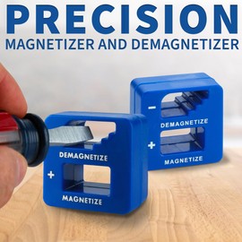 MeasuPro Demagnetizer and Magnetizer - Blue - for Screwdrivers Tips, Bits, and Small Tools, Large or Big Screws, Drills, Drill Bits, Sockets, Nuts, Bolts, Nails and Precision Construction Tools
