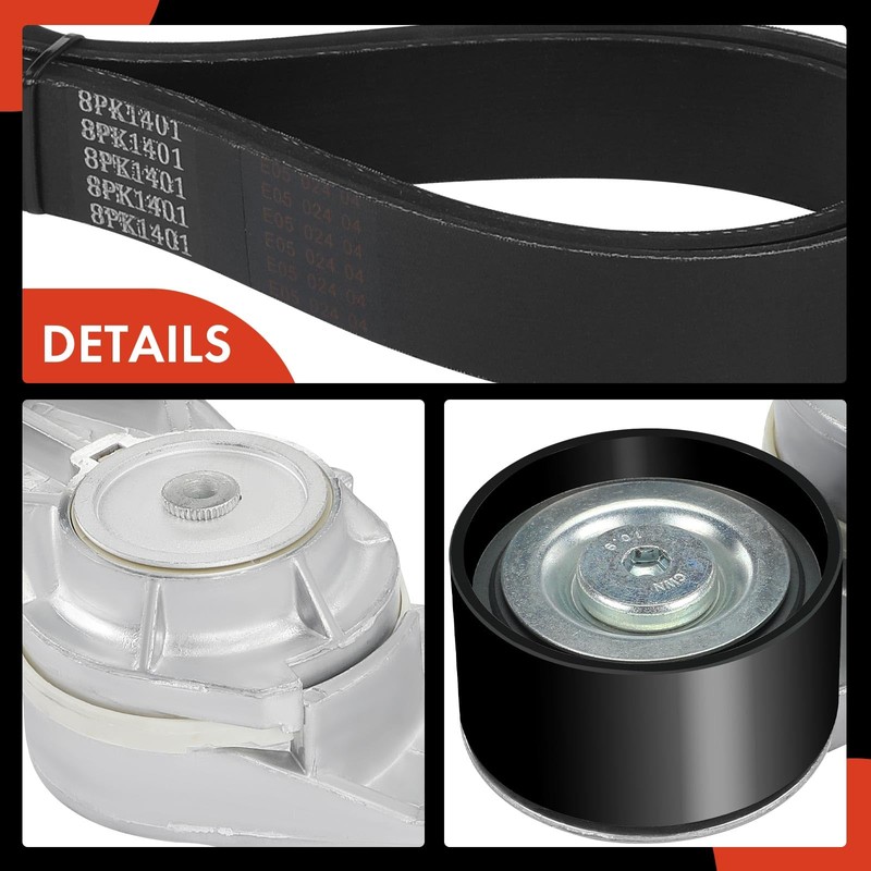 A-Premium Engine Serpentine Belt Drive Kit with Tensioner Compatible with