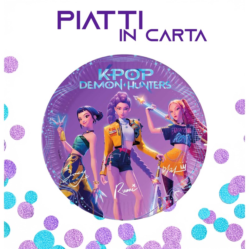 Set Stoviglie K-pop Demon Hunters per 8 Persone, Kit Festa