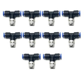 VETLEY Pneumatic Male Branch Tee 6MM Tube OD x 1/8 NPT Thread Push to Connect Air line Fitting PT6-N1(Pack of 10)
