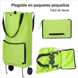 Carrito de Compras Plegable, Carrito de Mandado con Ruedas, Bolsa de Compra con Ruedas Plegable Ajustable, Bolsas Reutilizables de Compra, Bolsas de Supermercado, Carrito Bolso Plegable Portatil