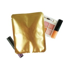 QQ Studio Matte Foil Packaging Bags, Water-Proof Heat Seal Bags, Cosmetic and Makeup Sample Bags, 9-gram Open Top Pouches for Sheet Masks and Scrubs (100 Bags, Gold)