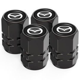 4 Pcs Alloy Metal Tire Valve Stem Caps for Mazda, Universal Anti-Corrosion Dust Tire Caps Covers for Car, Black