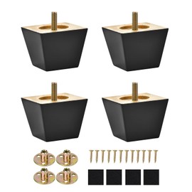 Maricome 2 Inches Furniture Feet for Couch Sofa Set of 4, Replacement Furniture Legs Black Wood Legs M8 Bolt Predrilled