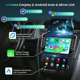 [4G+64G] Android Car Radio for Volkswagen VW Jetta Passat Golf Beetle Polo Caddy Tiguan Touran for SEAT for Skoda with Wireless CarPlay Android Auto, 7 Inch Car Radio with Bluetooth,GPS,WiFi,Camera